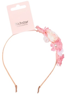 Headband with Pink a White Flowers