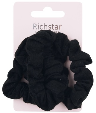 Fabric Hair Scrunchies 3 pcs, Black