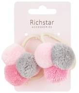 Elastic Hair Ties with Pompoms, 2 pcs
