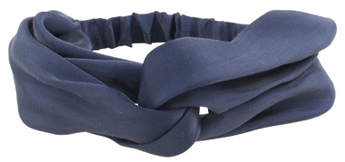 Elastic Satin Headband with Twisted Knot, Dark Blue
