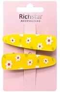 Yellow Hair Clips with Flowers, 2 pcs