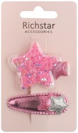 Hair Clips Pink Stars with Glitter 2 pcs