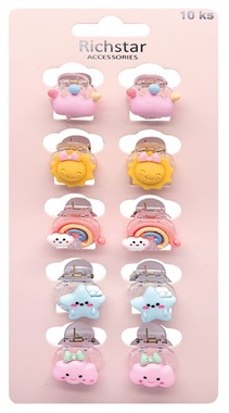 Hair Clips with cute Motif 2.5 x 2 x 2.5 cm, 10 pcs