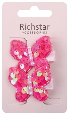Butterflies Clip Dark Pink 4.5 x 3.5 x 0.5 cm, 2 pcs