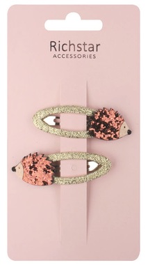Hedgehog Clips with Glitter 6 x 2 x 0.5 cm, 2 pcs