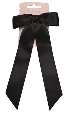 Black Hair Clip Bow 11.5 x 3.5 cm + 18 cm Ribbon