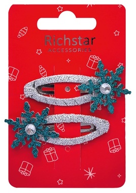 Flake Clips with Glitter 6 x 3.5 x 0.3 cm, 2 pcs