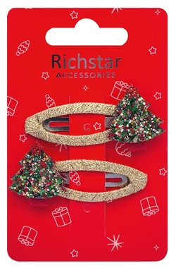 Tree Clips with Glitter 6 x 3 x 0.5 cm, 2 pcs