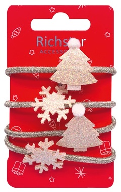 Christmas Elastic Bands with Glitter 4 pcs