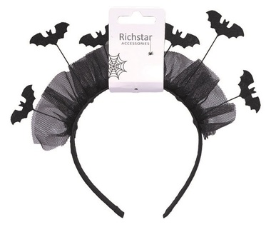 Headband with Bats, Black, circumference 37 cm