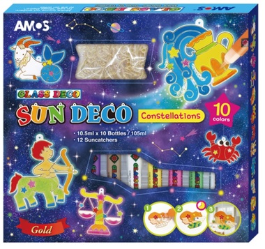 Glass Deco Set 10 colors 10,5 ml + 12 suncatchers ZODIAC