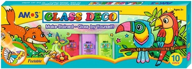 Glass Deco Set 9 colors 22ml+1 Black liner 40 ml+ Vinyl sheets, Patterns