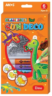 Glass Deco Set 6 colors 10,5 ml + 6 suncatchers DINO