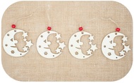 Wooden Stencil Christmas 8 cm, 4 pcs Bag, MOON