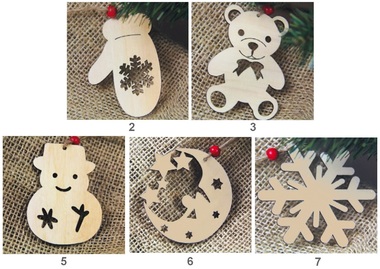 Wooden Stencil Christmas 8 cm, 4 pcs Bag