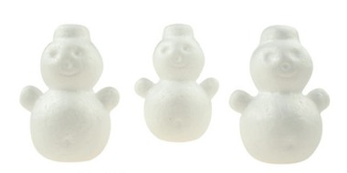 Polystyrene Snowmen 7 cm, 3 pcs