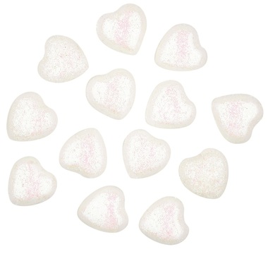 Polystyrene Hearts with Glitter, 12 pcs