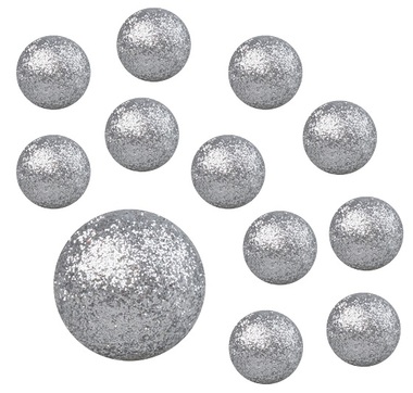 Foam Balls approx.2 cm, 30 pcs, Glitter Silver