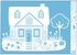 Decorative Window Cling – Two-storey House with an Entrance in the Middle and Bushes