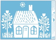 Decorative Window Cling – House with a High Roof and Plants in The Foreground