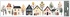 Decorative Window Cling – Small Houses with Dark Roofs and Autumn Trees
