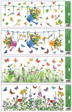 Window Cling Stripe Flowers 22.5 x 60 cm