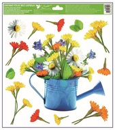 Decorative Window Cling – Blue watering can with flowers