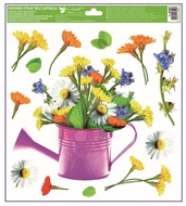Decorative Window Cling – Purple watering can with flowers