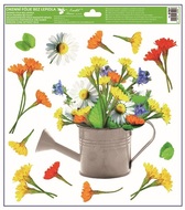 Decorative Window Cling – Gray watering can with flowers