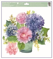 Decorative Window Cling – Green flower pot with flowers