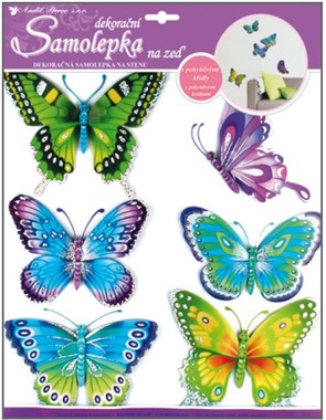 Wall Sticker 3,50 x 30,5 cm, Butterflies w/3D wings