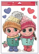 Decorative Window Cling – Boy and girl in hats