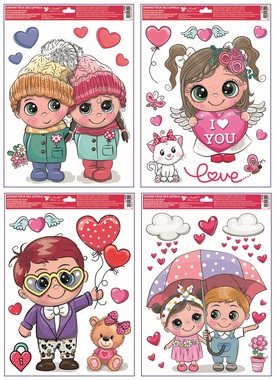 Window Cling with Glitter Love 30 x 42 cm