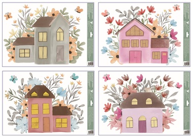 Window Cling with glitter Houses 35 x 50 cm
