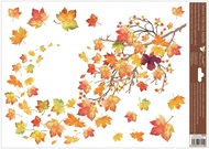 Decorative Window Cling – Branch with Maple Leaves in red-orange spiral