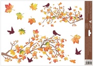 Decorative Window Cling – Branches with Birds and colorful Leaves in warm colors