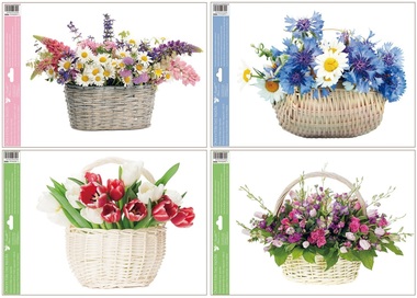 Self-Adhering Window Decoration Flower Basket 42x30 cm