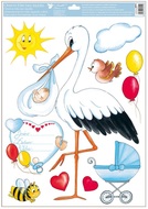 Decorative Window Cling – Standing Stork Blue