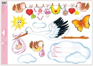 Decorative Window Cling – Flying Stork Pink