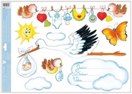 Decorative Window Cling – Flying Stork Blue