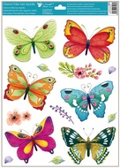 Decorative Window Cling – Butterflies in Yellow, Green and Red Combination