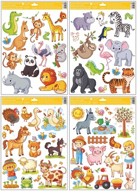 Self-Adhering Window Decoration 30 x 42 cm, Animals