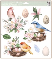 Decorative Window Cling – Nest with Birds and Speckled Eggs
