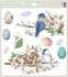 Decorative Window Cling – Birds in a Nest with Green Leaves and Brightly Colored Eggs