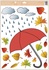 Decorative Window Cling – Red Umbrella with Clouds