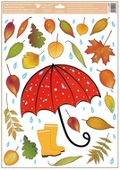 Decorative Window Cling – Red Umbrella with rubber Boots