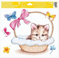 Decorative Window Cling – Kitten in a basket