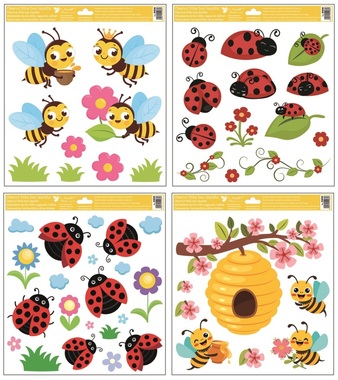 Window Clings Ladybugs and Bees 30 x 33,5 cm 