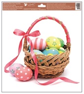 Decorative Window Cling – Basket with pink Bow