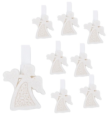 Angels White on Peg 3 cm, 8 pcs 